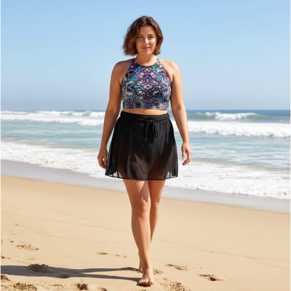 Torrid Multicolor Bikini Top with Black Skirt